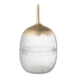 Voorraadpot Crackle Glas Transparant Goud L