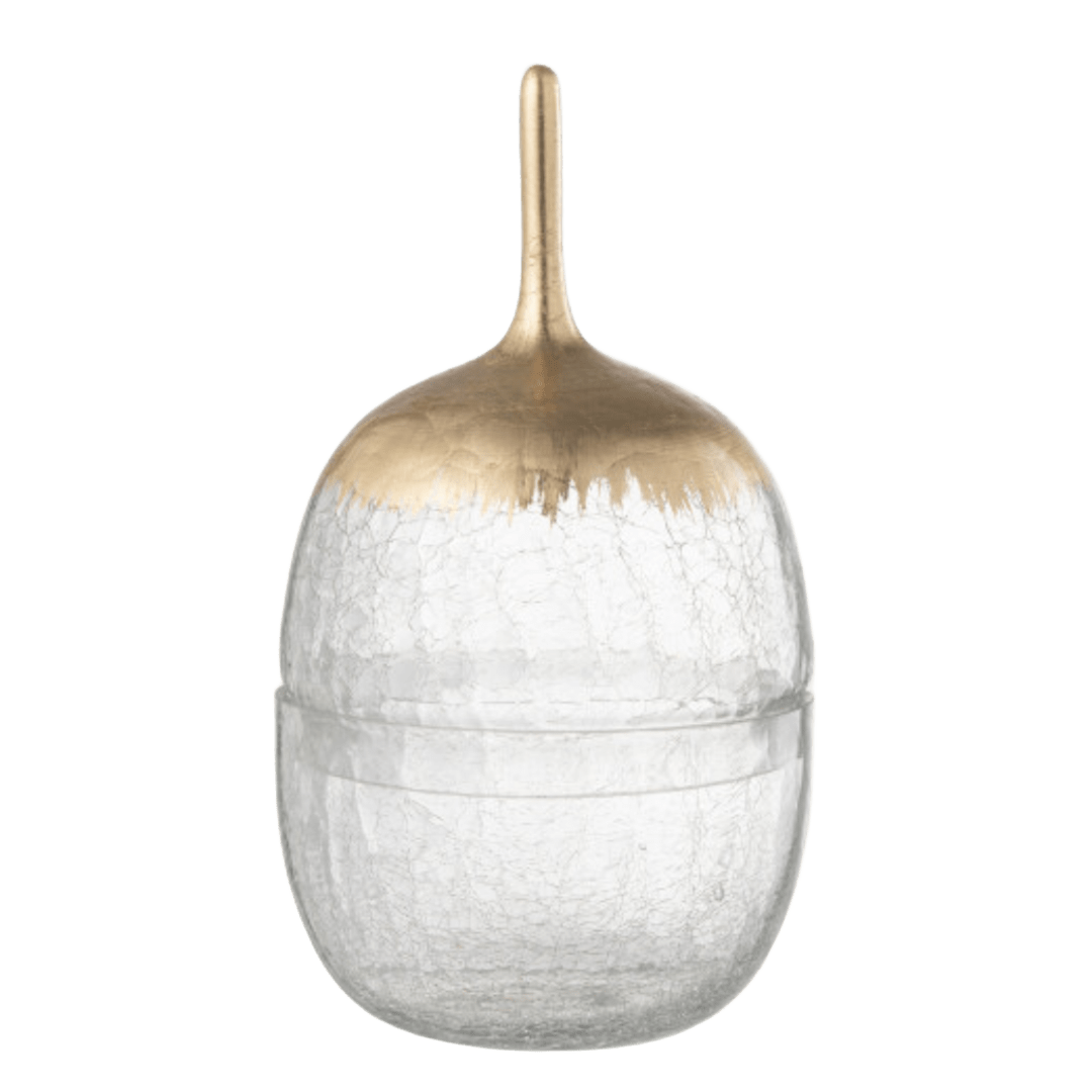 Voorraadpot Crackle Glas Transparant Goud L